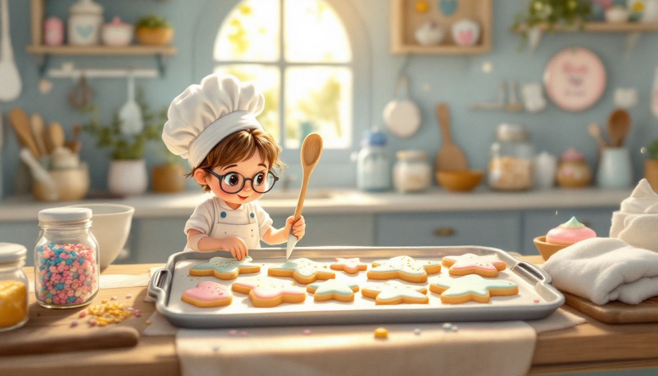 Podawanie mini ciasteczek z dekoracjami.