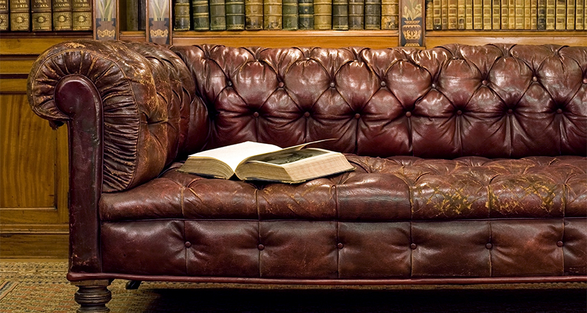 Leather couches develop a shiny patine over time, making them look more luxurious as time goes on.