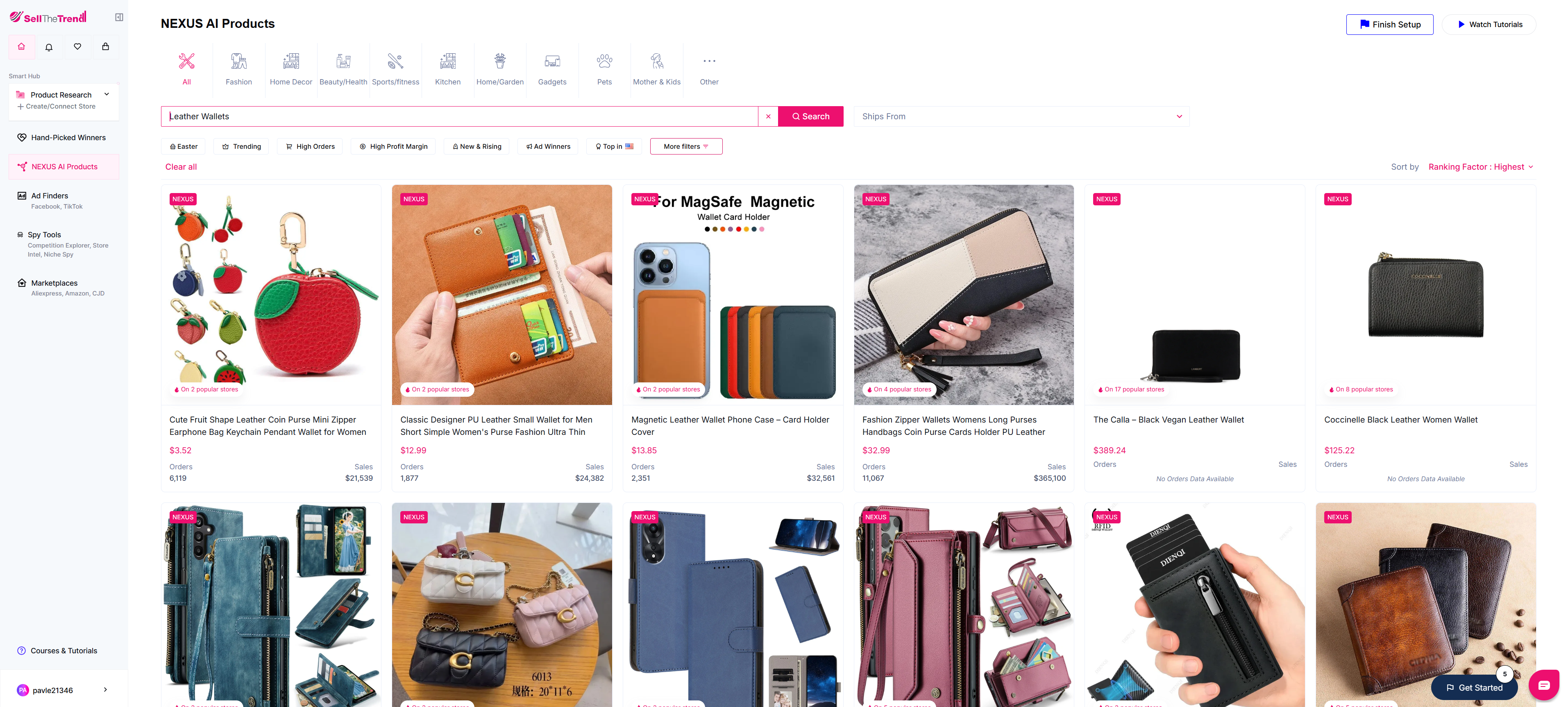 using sell the trend to find leather wallets