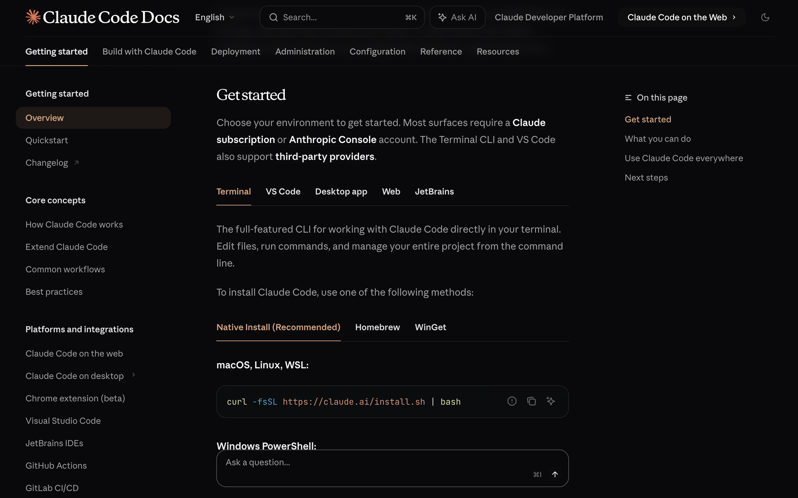 Claude Code's documentation site