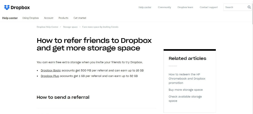 Dropbox - referral program