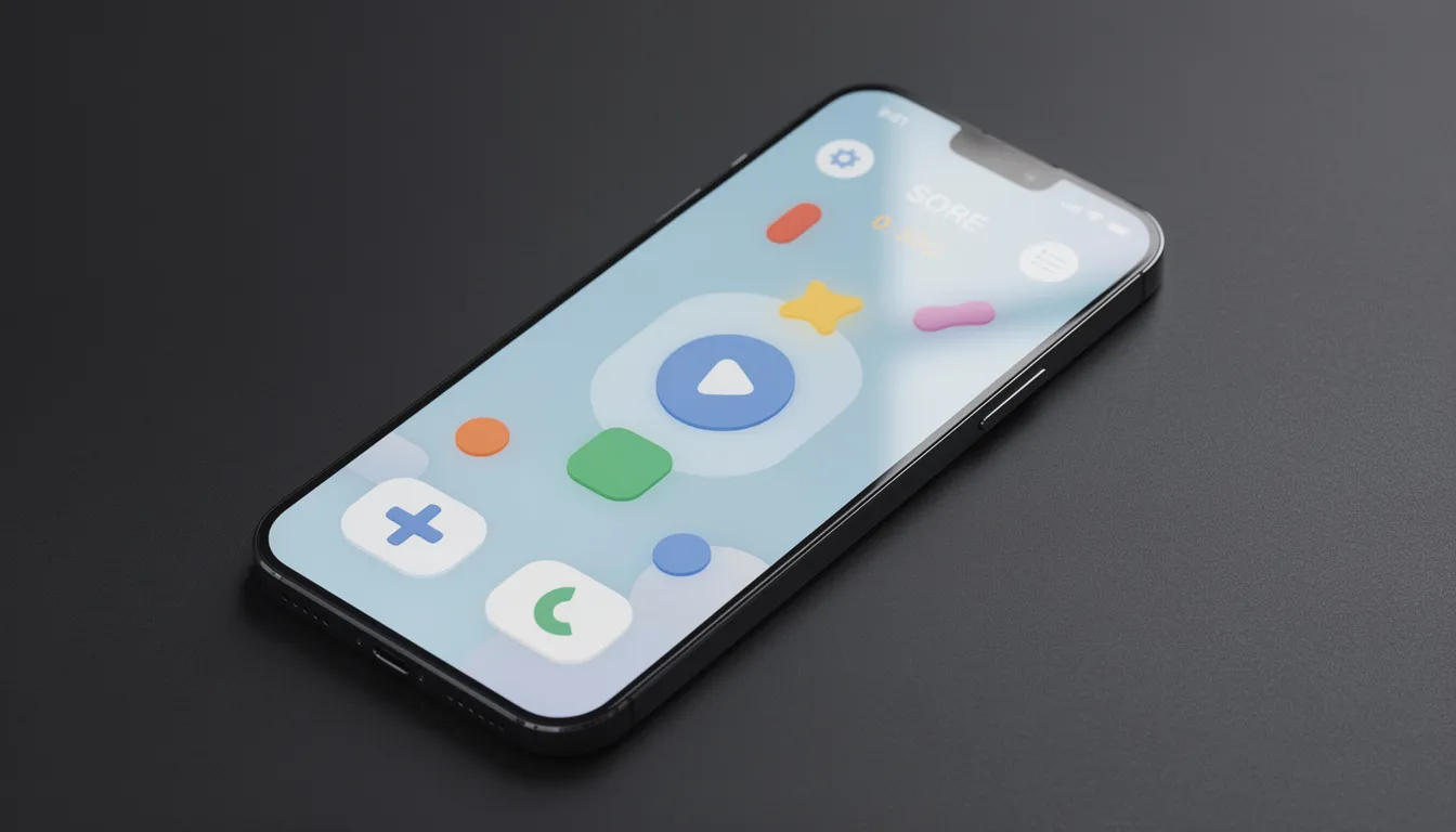 The image shows a smartphone with a sleek mobile gaming interface on the screen, featuring vibrant graphics and easy-to-navigate menus. Notifications for messages and emails are subtly integrated into the design, creating a user-friendly experience that enhances gameplay.