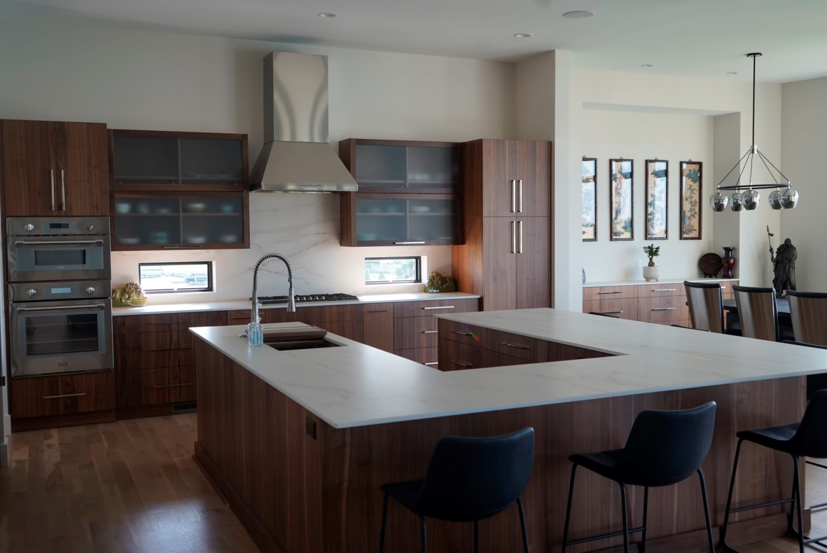 modern flat panel brown kitchen cabinets