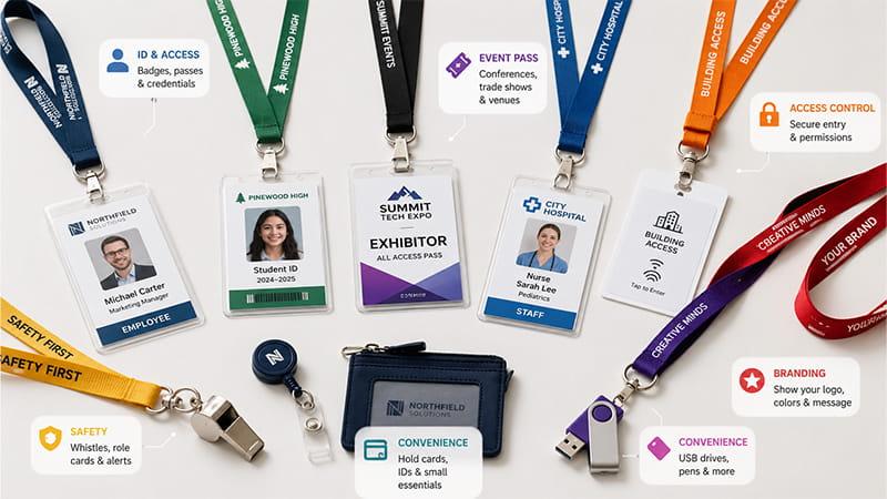 Lanyard uses for ID access, event passes, safety tools, access control, convenience items, and branding.