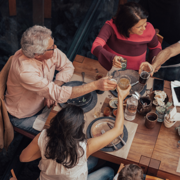 An image showing a private party after eating delicious tacos. 