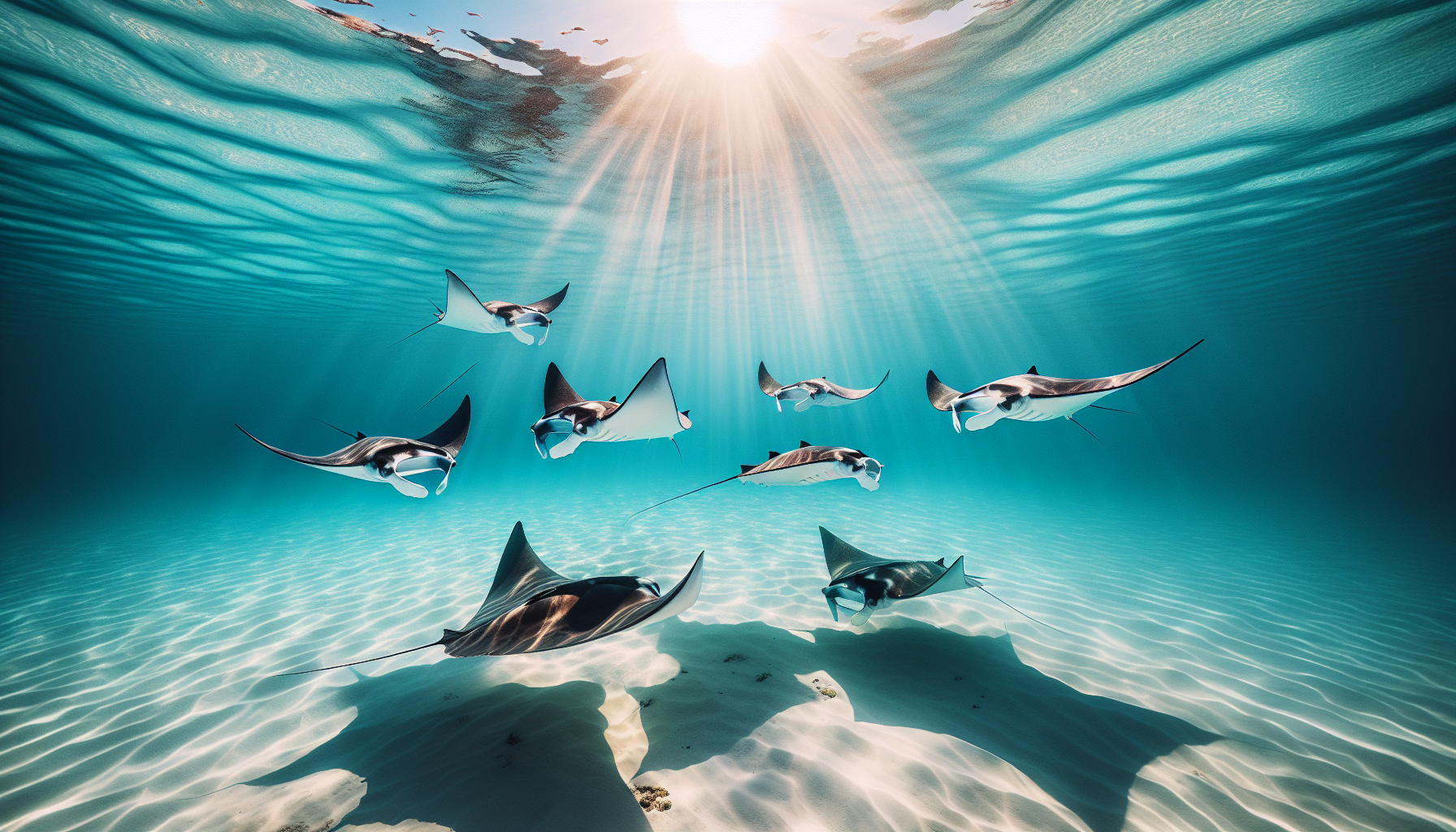 Manta rays swimming near Bat Islands