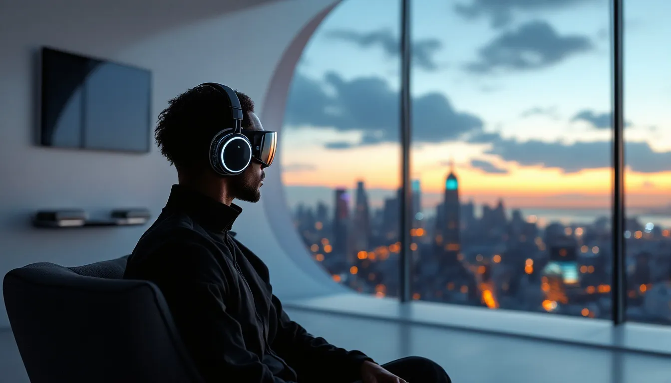 An audiophile enjoying high-quality sound with premium headphones.