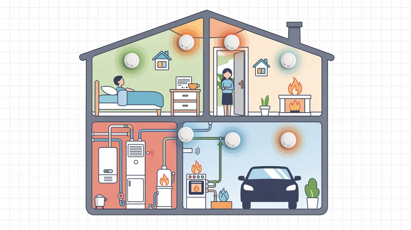 Carbon monoxide detectors installed in a home for safety.