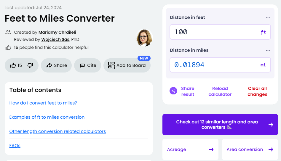 Feet to Miles Converter