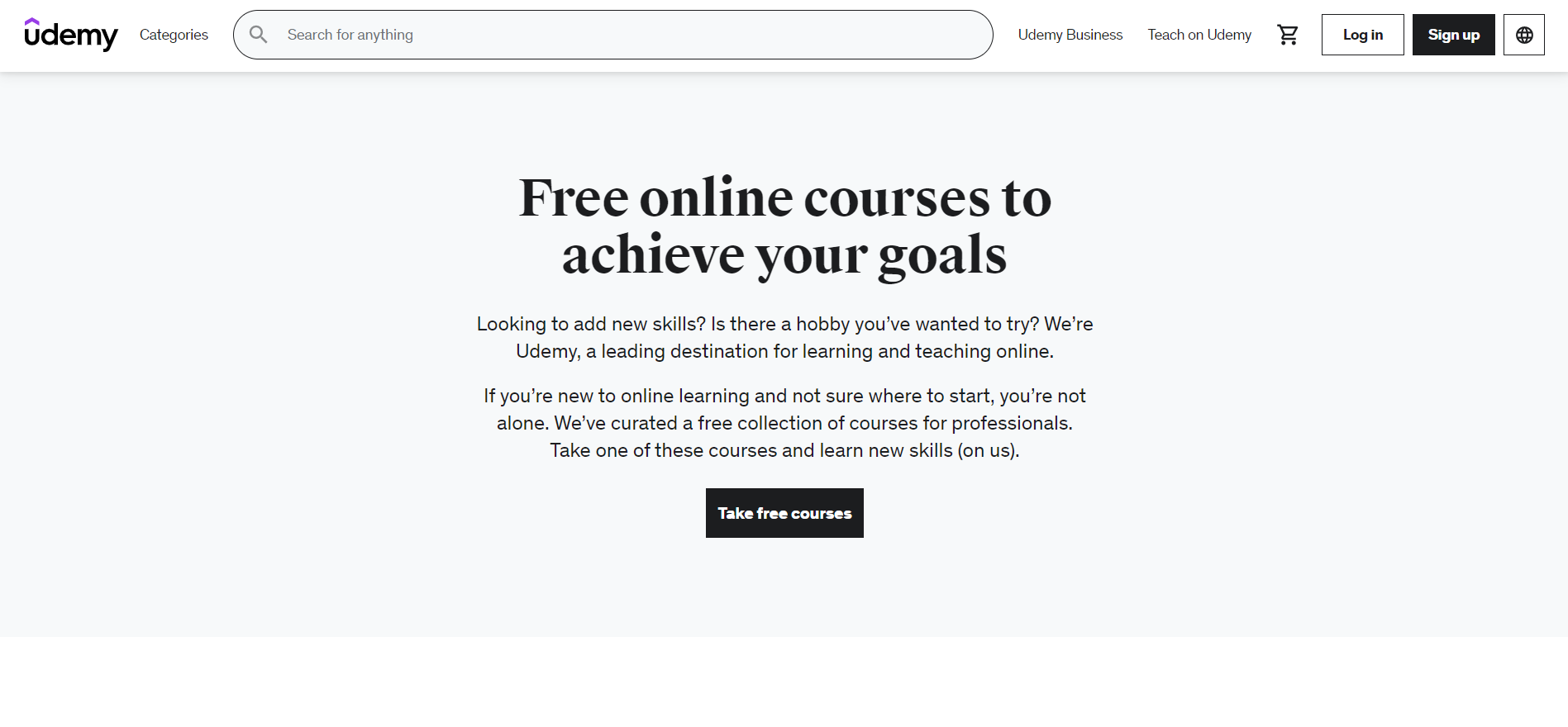 Udemy free courses section.