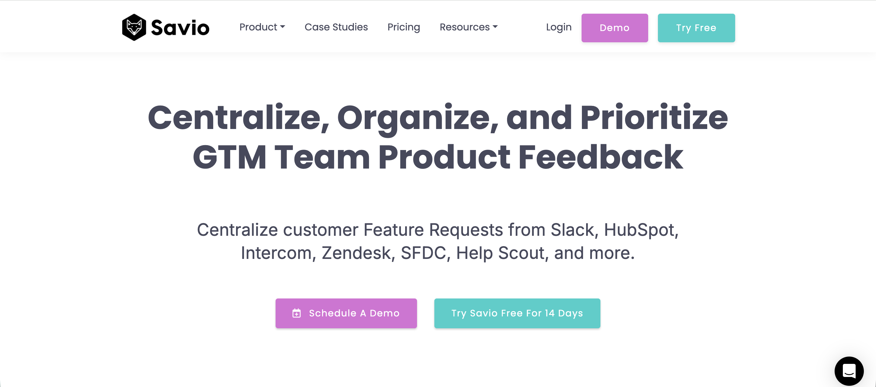 Savio's landing page