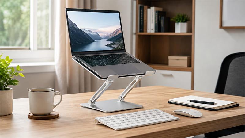 Foldable laptop stand presented as a practical birthday gift for remote and hybrid employees