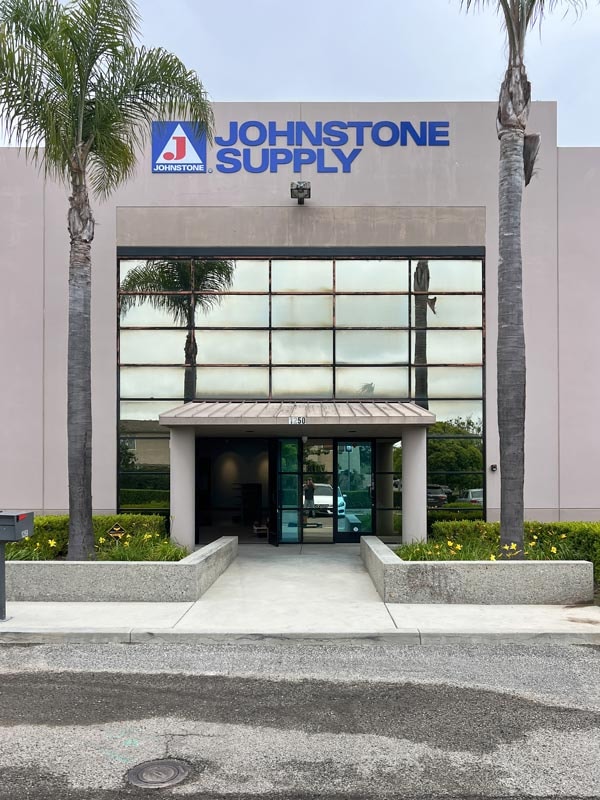 Bold 3D dimensional letters create a clean, professional storefront for Johnstone Supply in Oxnard, enhancing visibility and reinforcing brand presence.