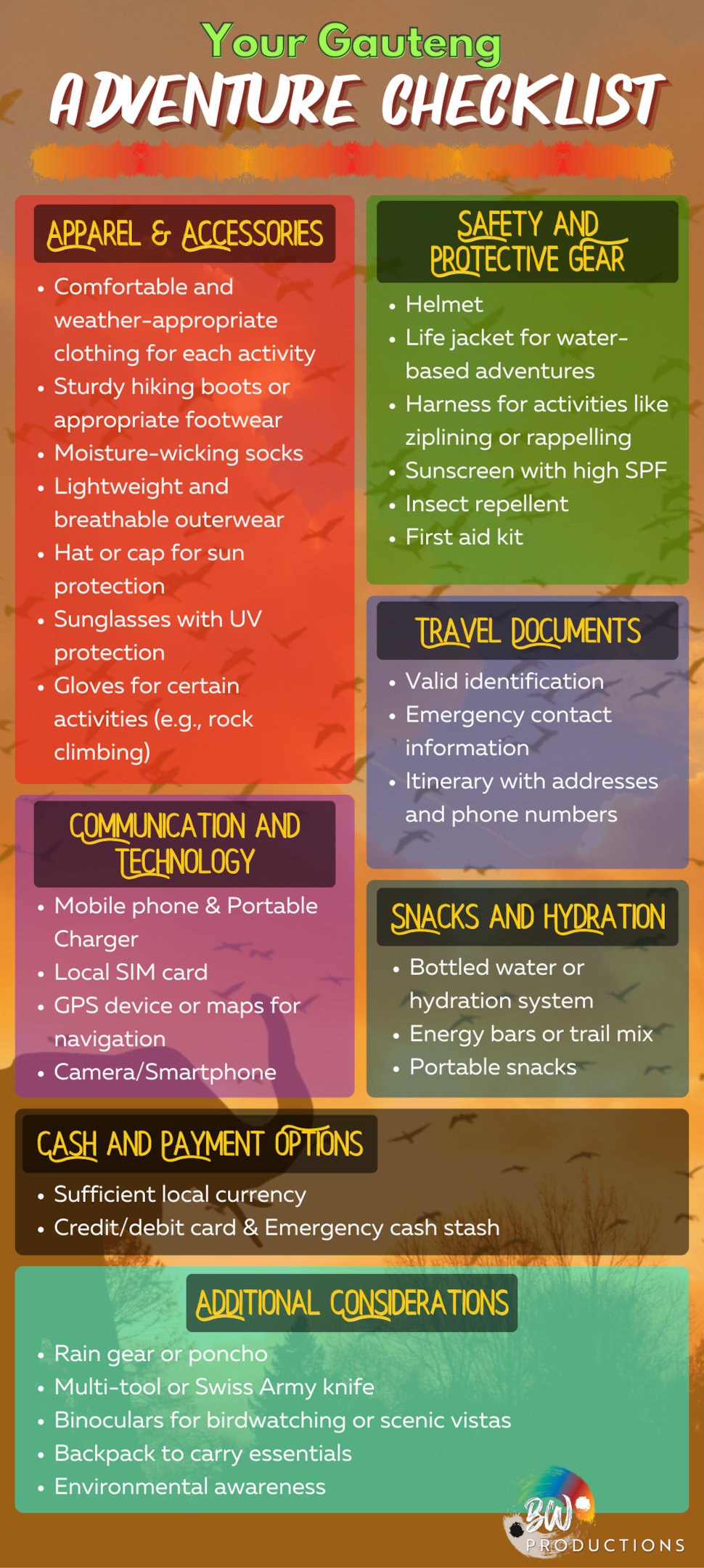 Adventure in Gauteng Checklist
