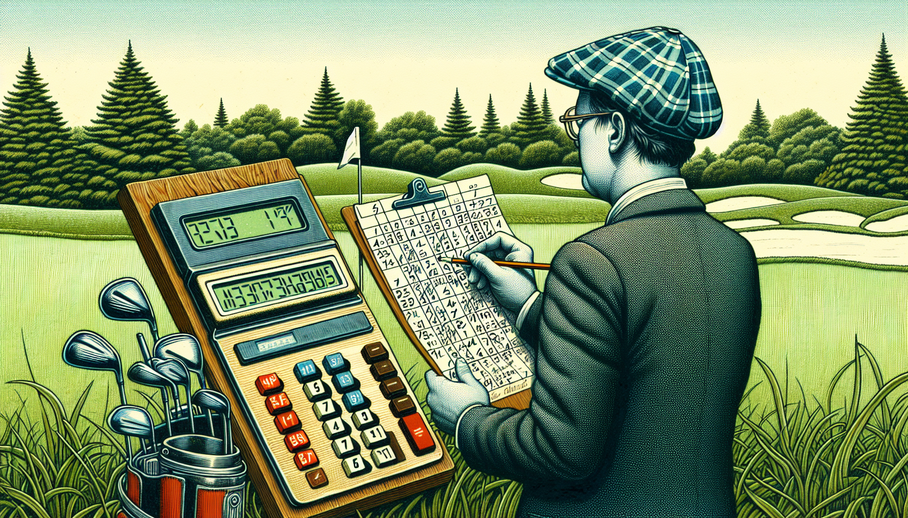 Illustration of a golfer calculating their handicap