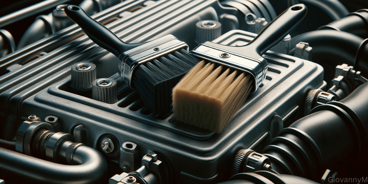 First place to begin is dry cleaning the engine with brushes and vacuums and microfiber towels.