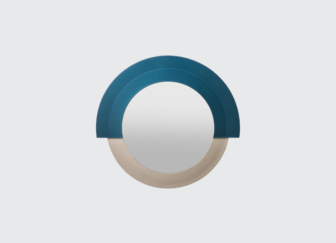 blue and beige coastal mirror