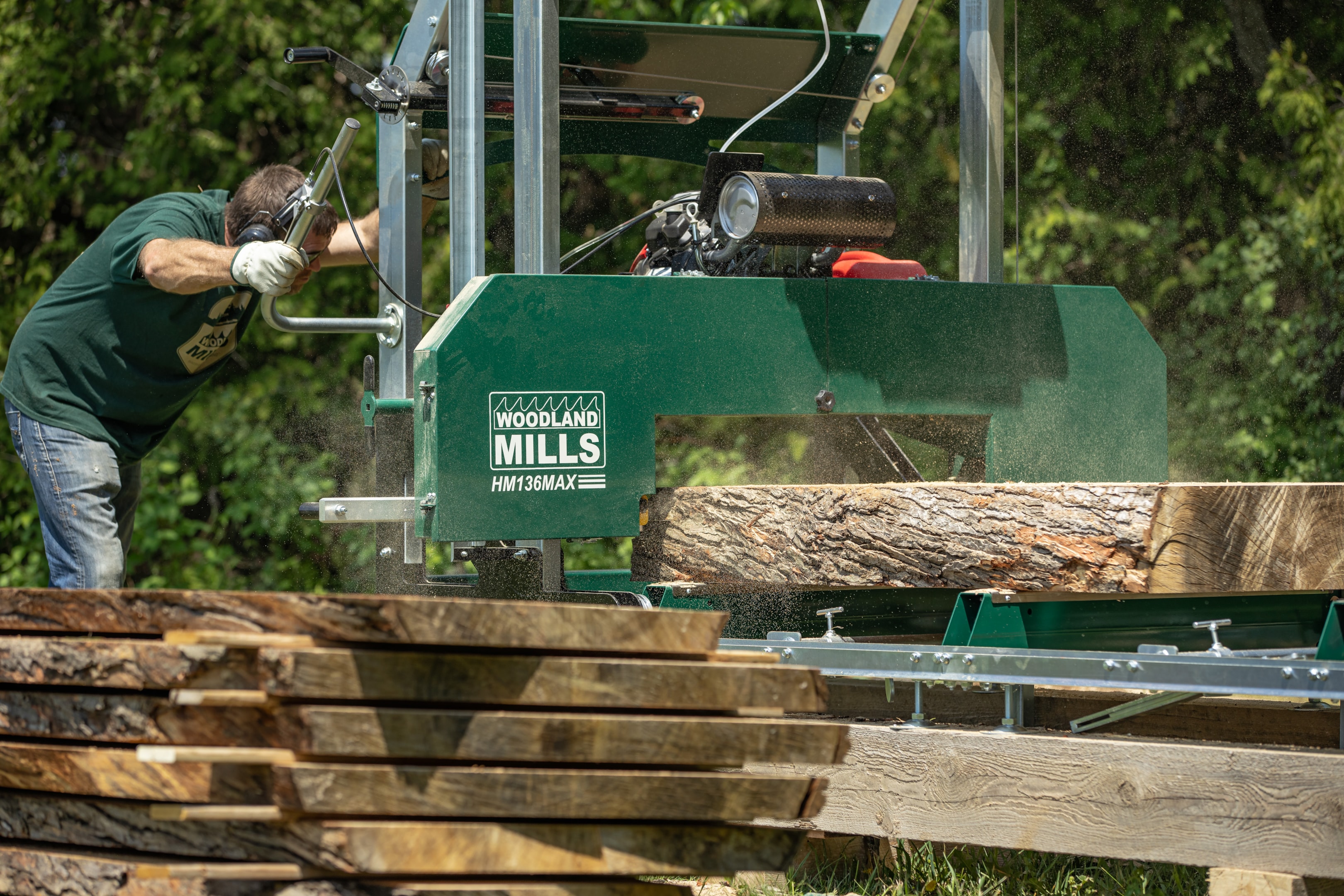 A Woodland Mills HM126MAX Portable Sawmill, an example of a band saw mill. 