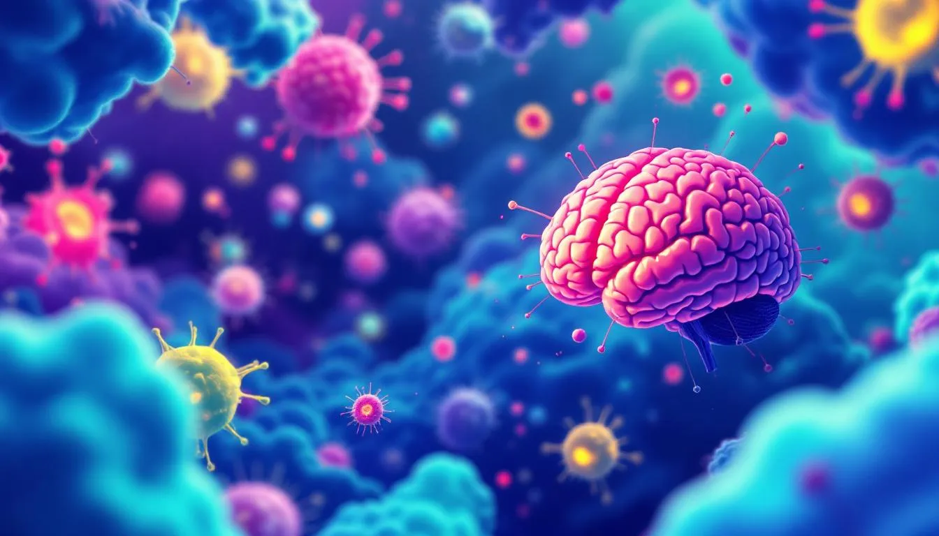 A diagram illustrating brain cells affected by Alzheimer's disease.