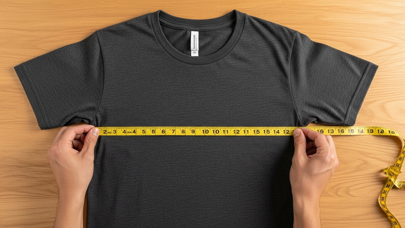 Na zdjęciu zmierzenie koszulki.