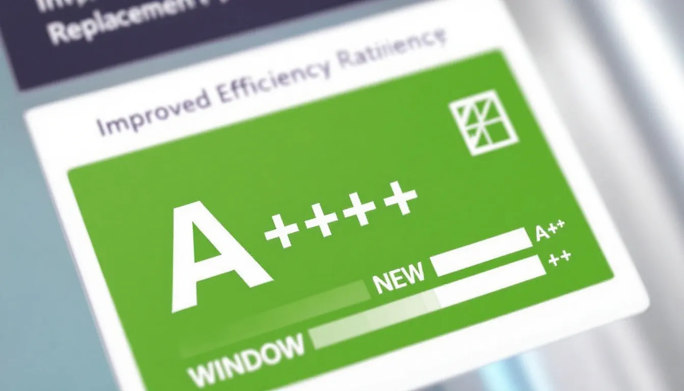 Het energielabel toont een verbeterde rating na het vervangen van oude kozijnen door isolerende kunststof of aluminium kozijnen, wat resulteert in betere isolatie en een lagere energierekening. Dit benadrukt de voordelen van nieuwe kozijnen plaatsen voor zowel energie-efficiëntie als woningwaarde.
