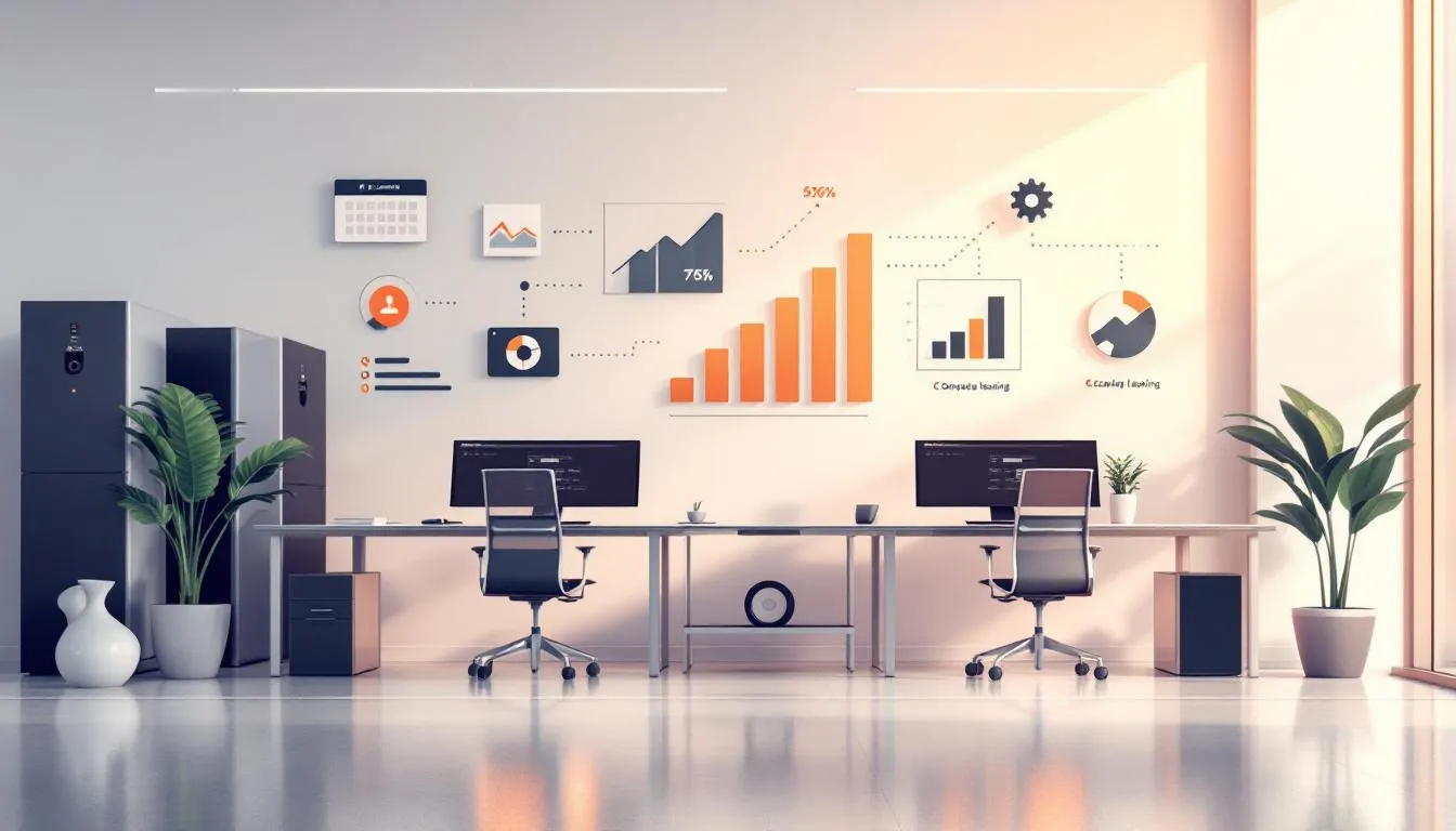 Étude de cas sur une PME en croissance grâce au leasing informatique, montrant des équipements modernes.
