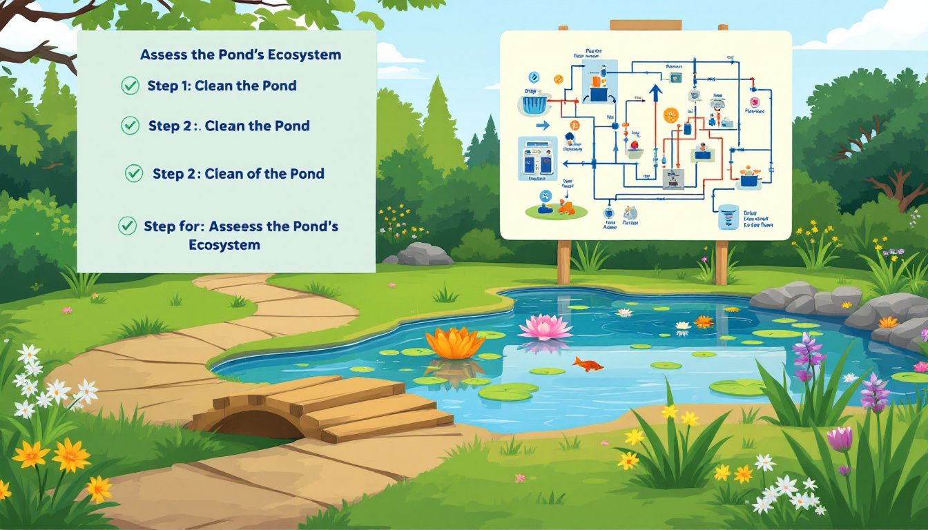 Improving water circulation and filtration in a pond.