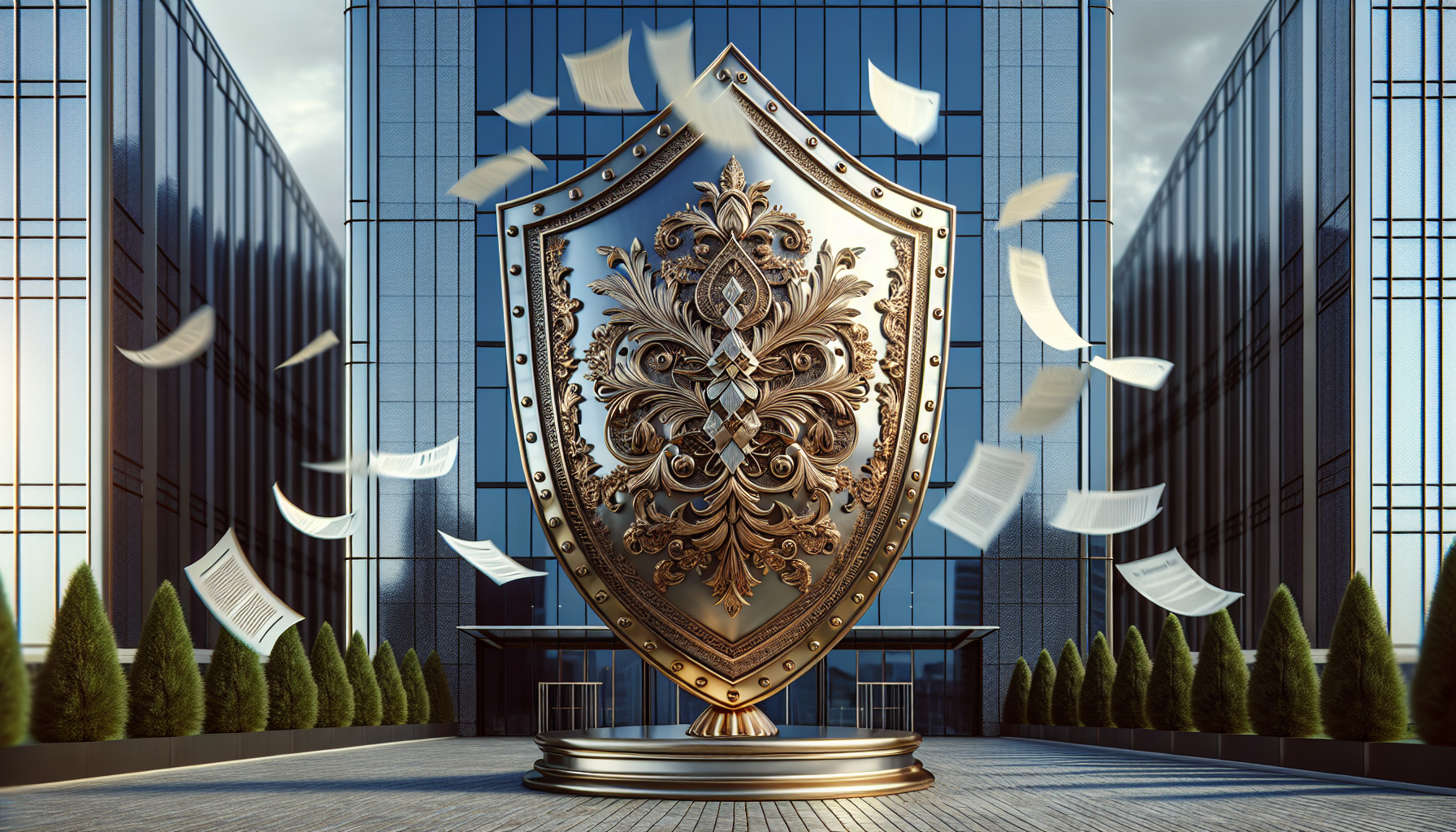 Illustration of a shield protecting a business address