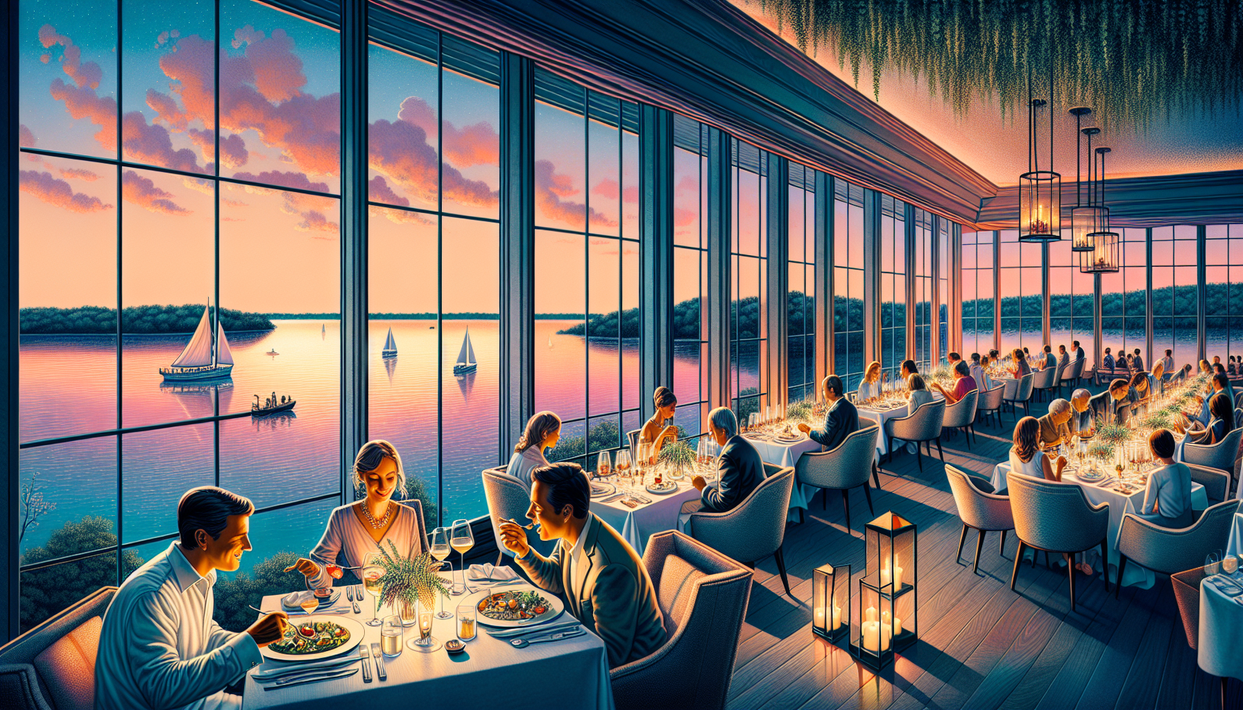 Gourmet dining experience with waterfront views in Stamford