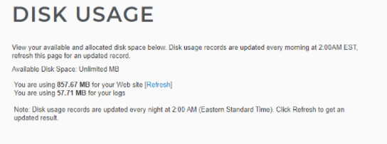 Screenshot of Disk Usage statistics