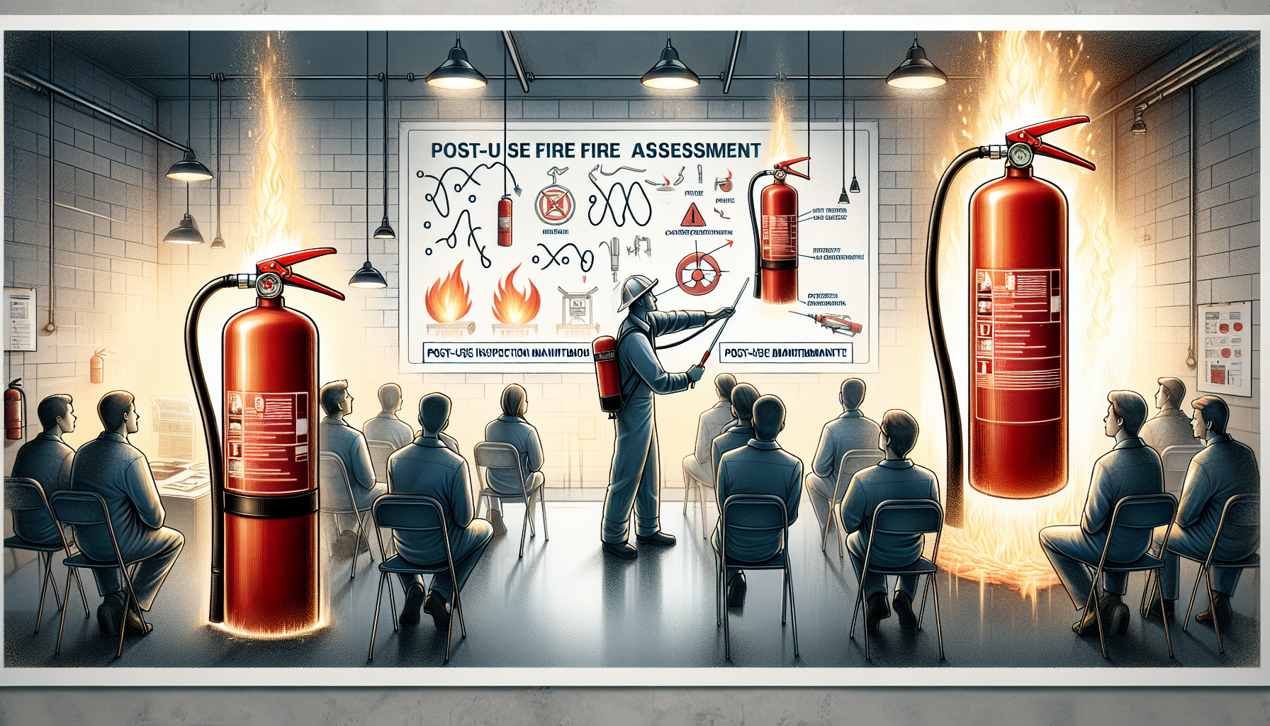 Illustration of conducting a fire extinguisher training session