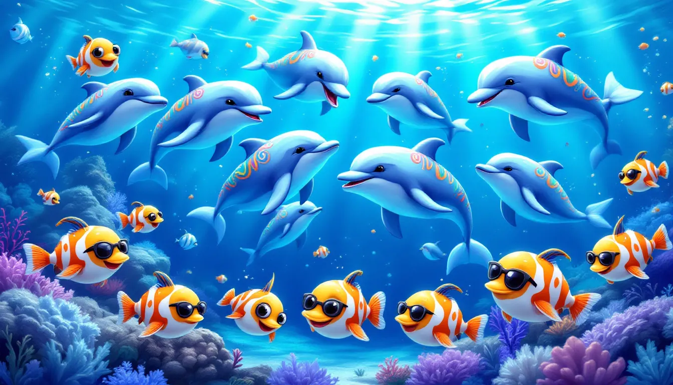 A group of dolphins swimming together in a pod, demonstrating social bonding.