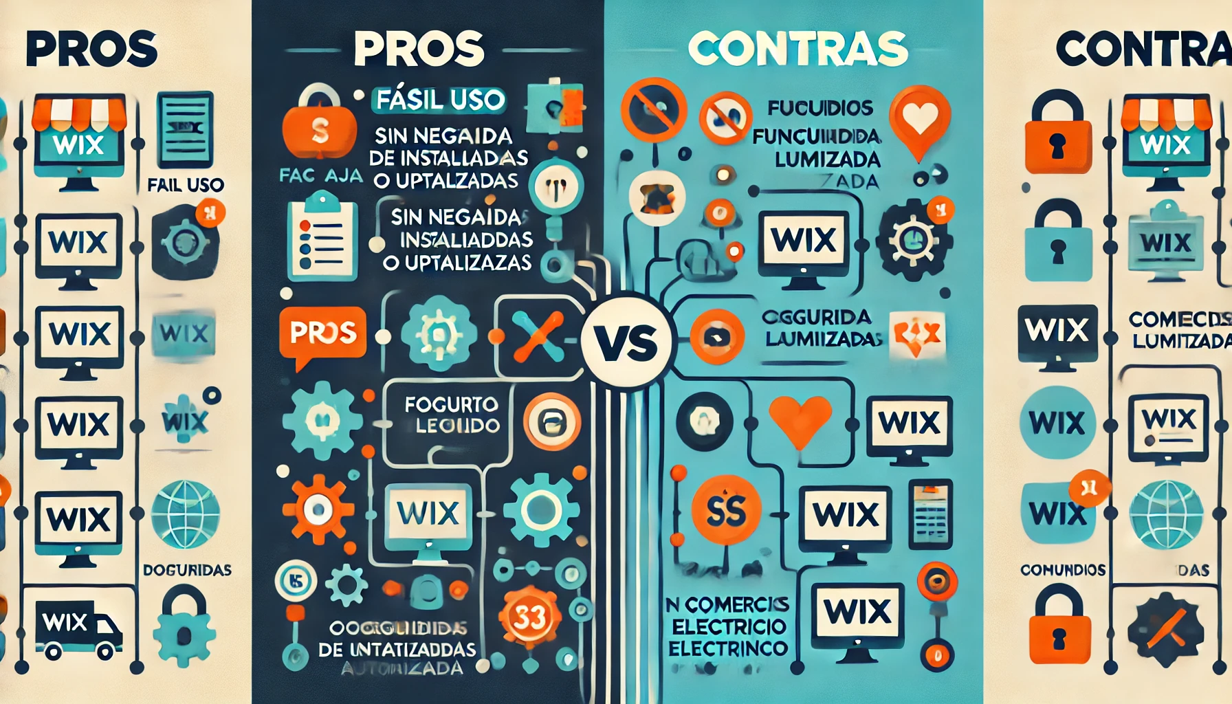 Ventajas y desventajas de usar Wix, pros en verde y contras en rojo | Posiciona.Digital