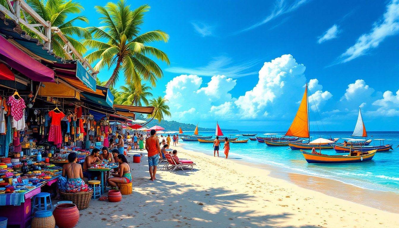 A vibrant beach scene in Goa showcasing various business opportunities.
