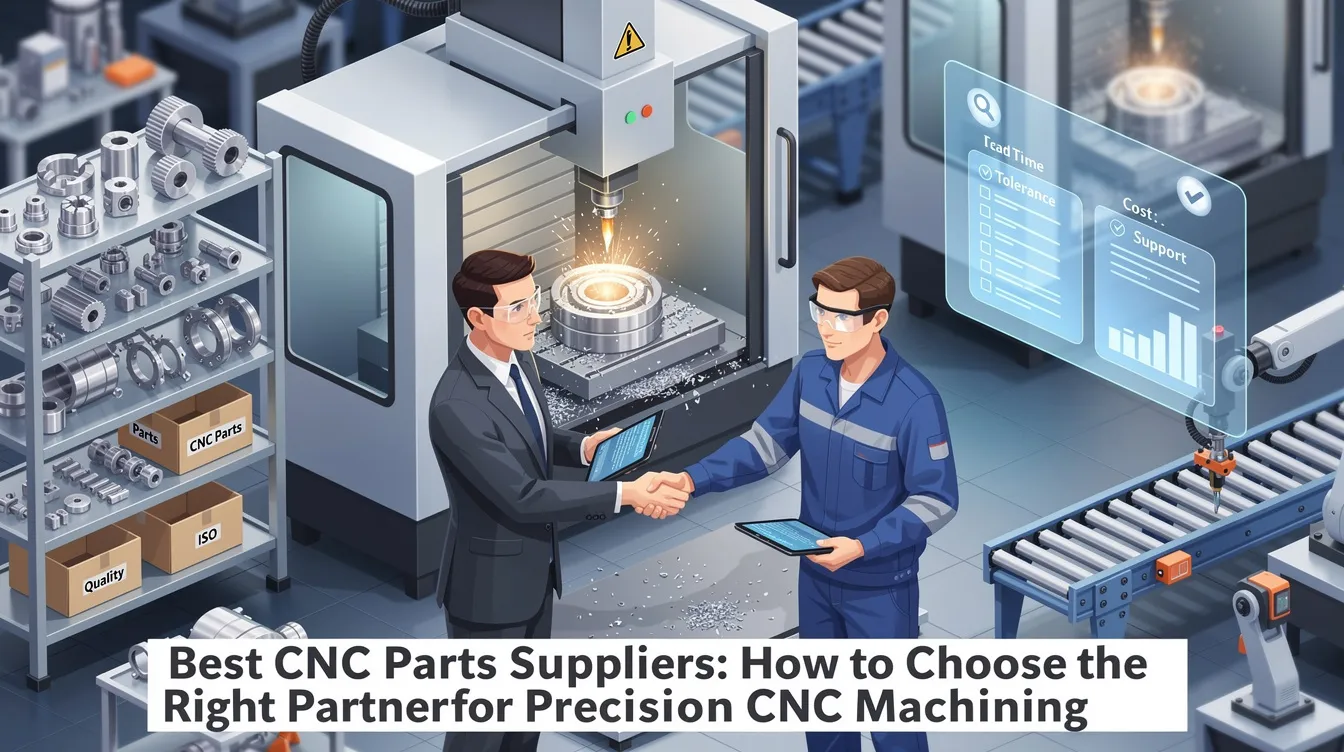 The image depicts a modern CNC machining facility, showcasing various CNC machines engaged in precision machining processes, including CNC milling and turning. The environment is organized and efficient, highlighting the importance of quality control and material selection for producing complex parts and custom components for industries like aerospace and automotive.