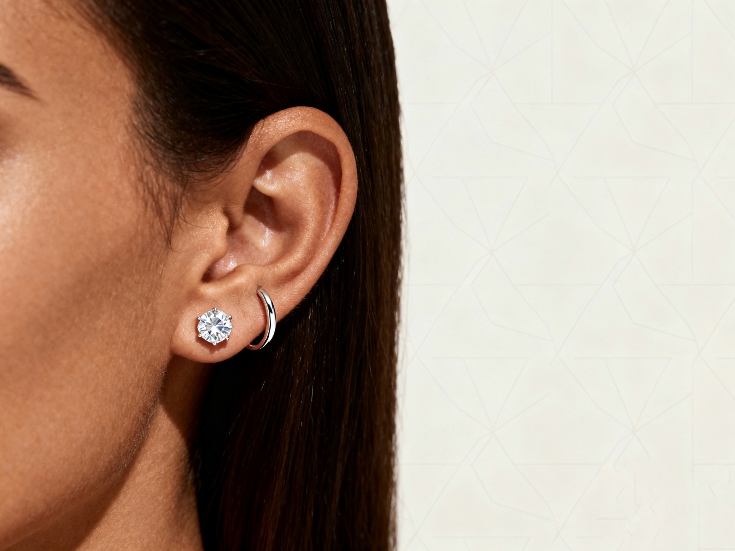Hoop earrings with stud earrings for women.