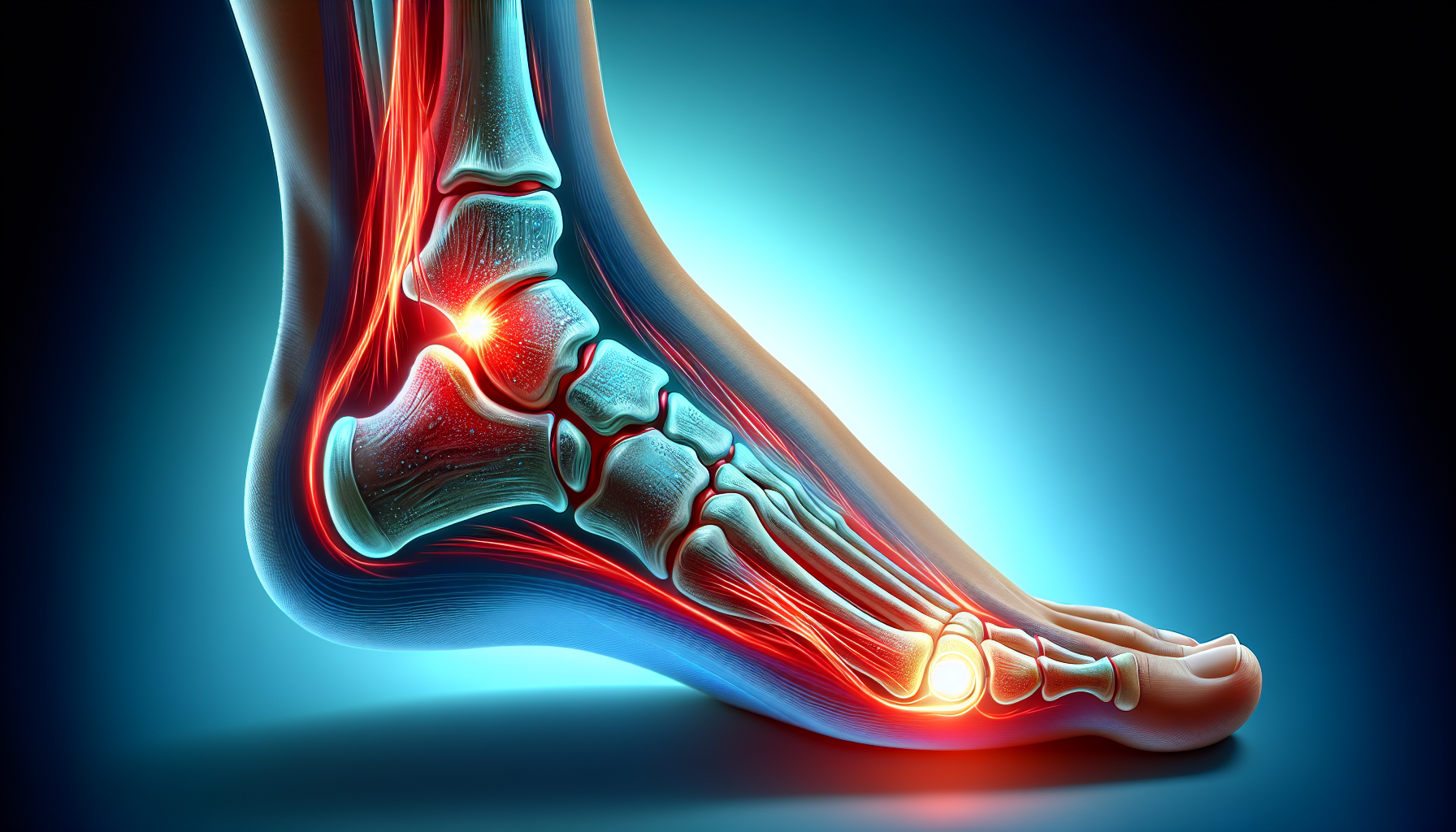 Illustration of plantar fascia and heel pain