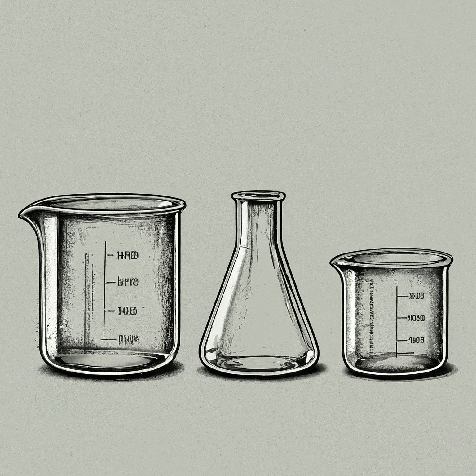 Illustration of various types of chemistry lab beakers