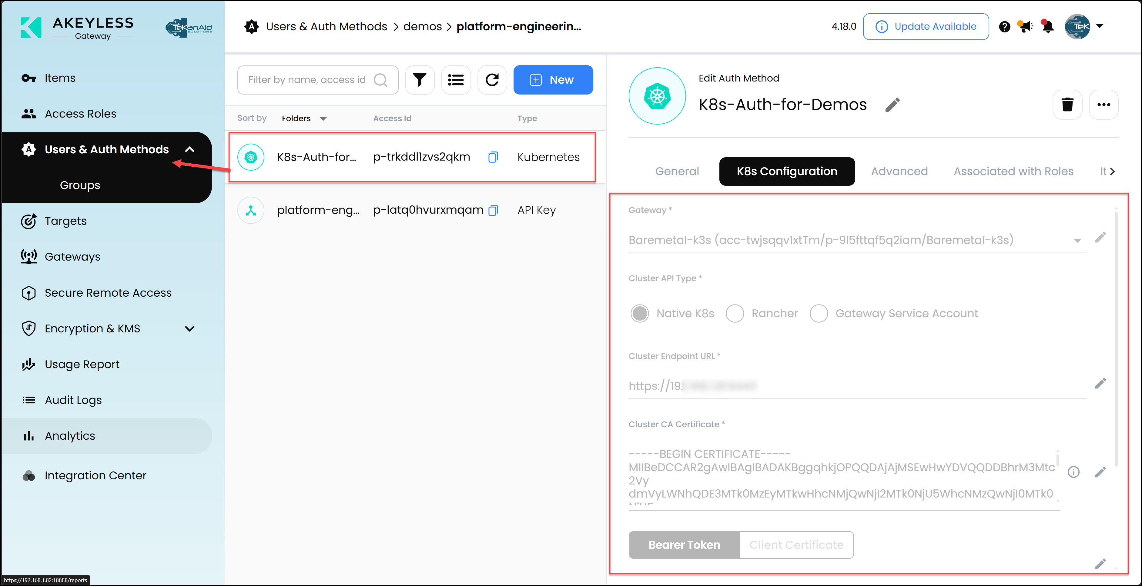 K8s Auth Method