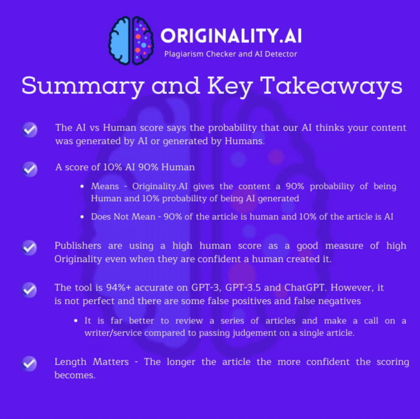 Originality AI Review: summary and key takeaways screenshot
