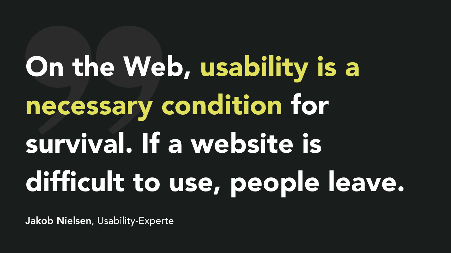 Zitat von Jakob Nielsen zur Bedeutung von Usability fürs Webdesign