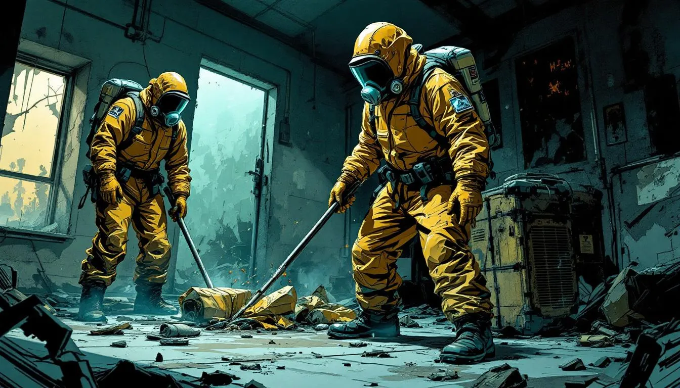 A professional biohazard cleanup team demonstrating their expertise and equipment.
