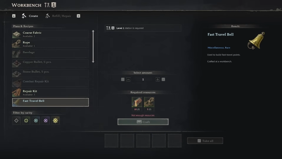 Windrose Fast Travel Bell Crafting Recipe
