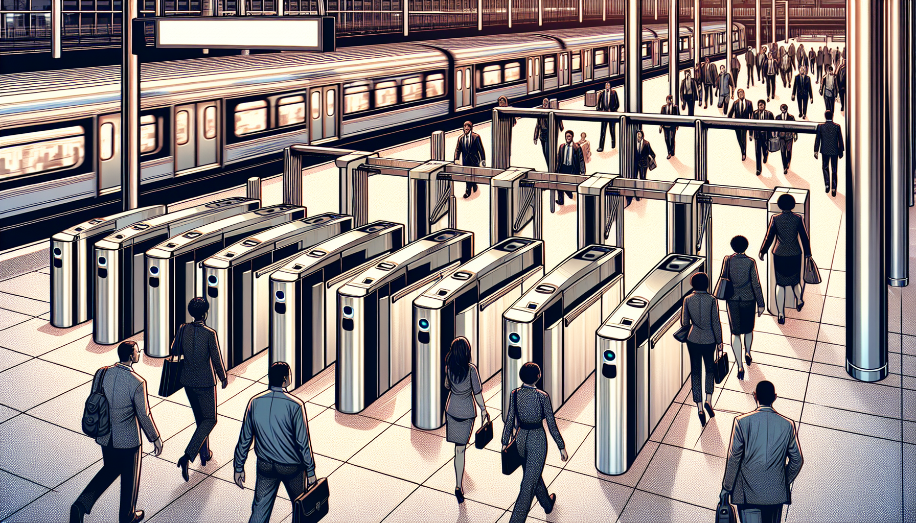 Turnstiles at urban rail transit illustration