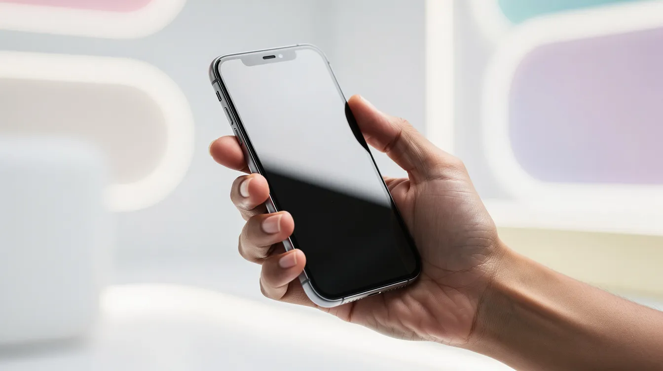A smiling woman holds a smartphone in her hand against a bright, modern background, suggesting the convenience of accessing flexible payment options for cosmetic procedures. This image reflects the ease of exploring financing plans, such as cherry financing, to manage treatment costs with manageable monthly payments.