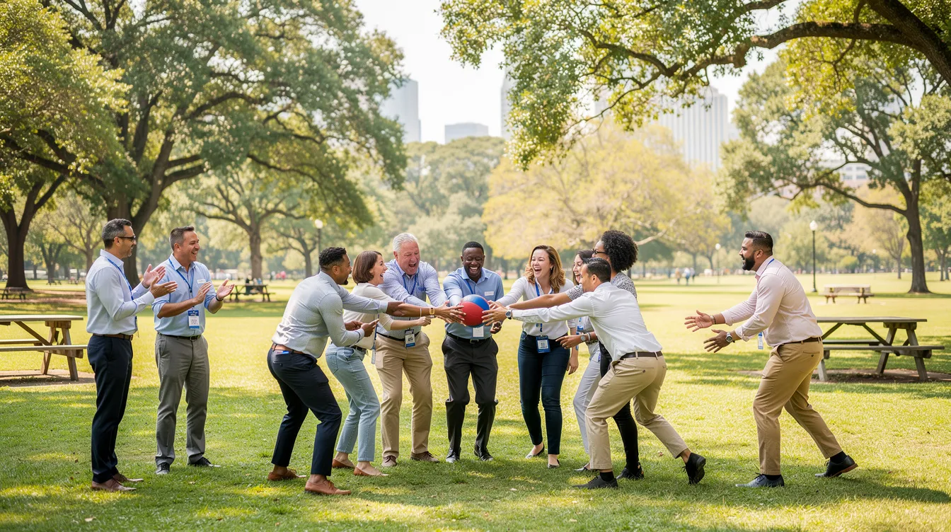 Team Celebrating a Win at a Corporate Event