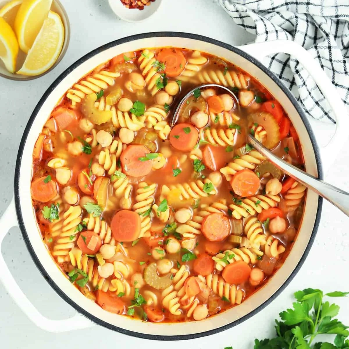 25 Low Fat Vegan Recipes, Chickpea Noodle Soup 