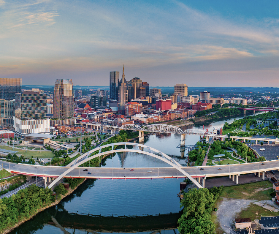 Nashville public transport is limited, but there are many roadways as pictured above.