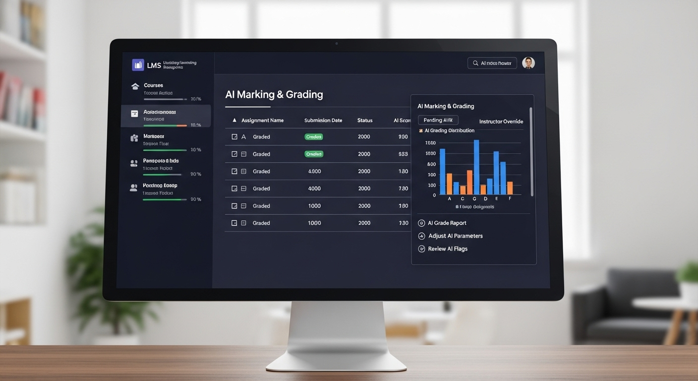 University Learning Management System dashboard with integrated AI marking and grading workflows.