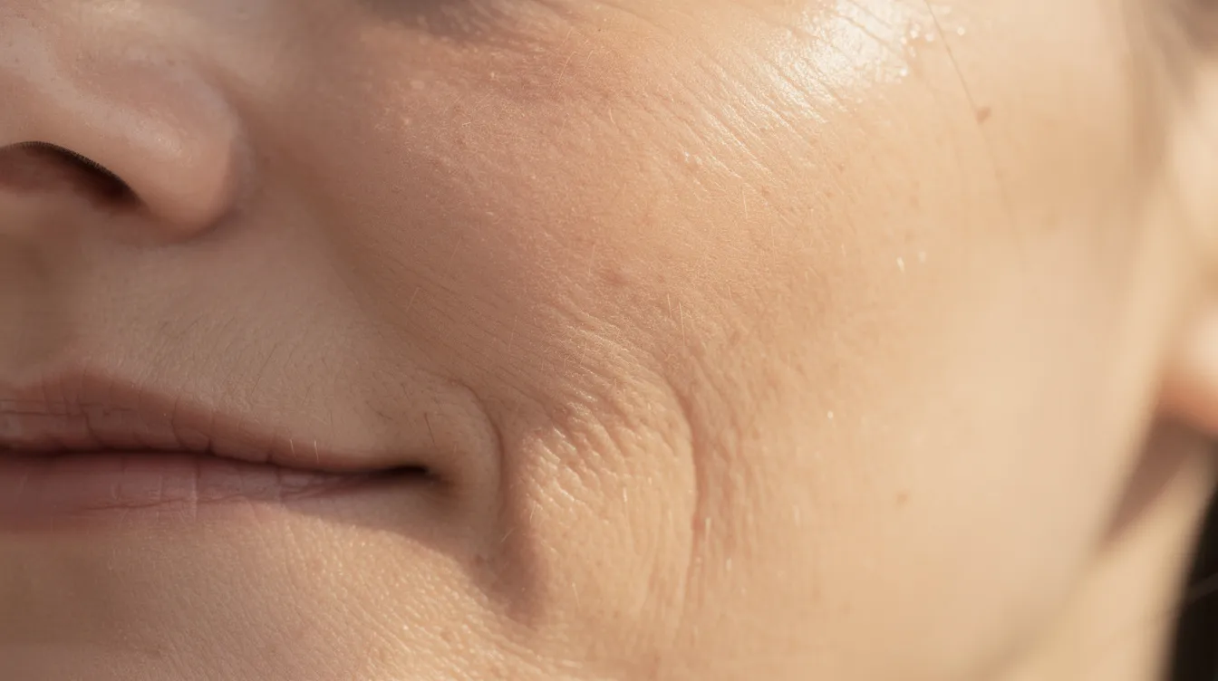 The image features a close-up view of healthy mature skin illuminated by soft natural light, showcasing a smooth texture with minimal lines and wrinkles. This visual highlights the skin's firmness and vitality, reflecting the benefits of treatments like ultherapy that stimulate collagen production and offer non-invasive skin tightening solutions.